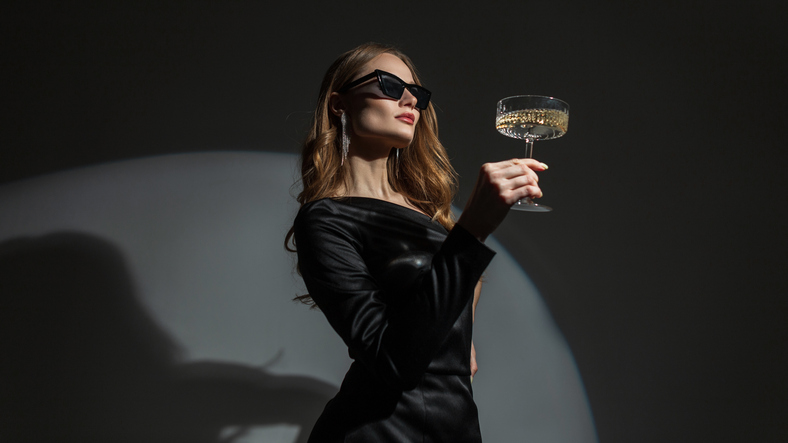 Beautiful woman celebrating
