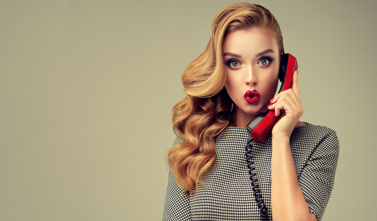 Sexy woman shocked on the phone